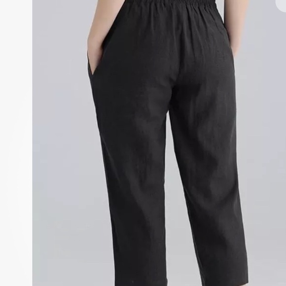 Linen Blend Wide Leg Cropped Pants Size Large - Picture 9 of 10